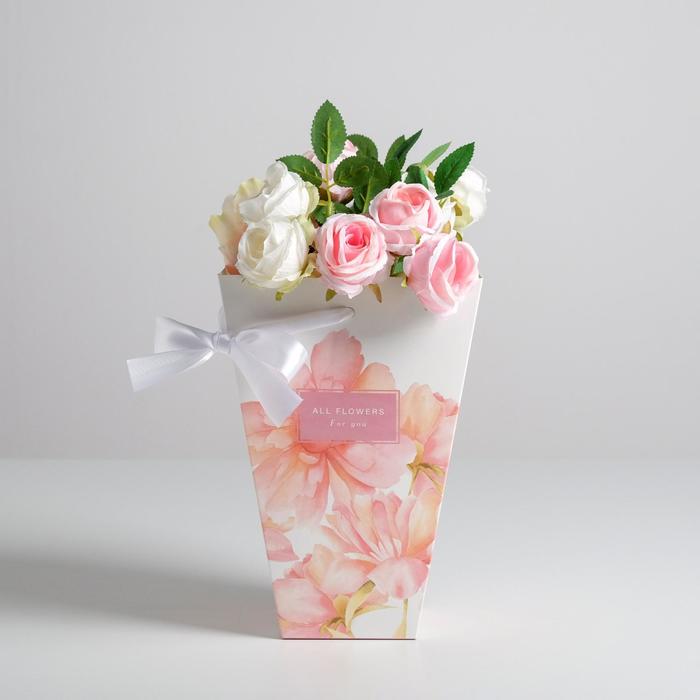 

Переноска для цветов на лентах «All flowers for you», 17 х 25 х 9 см, Розовый