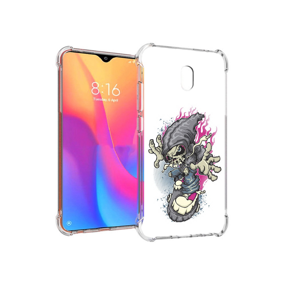 фото Чехол mypads tocco для xiaomi redmi 8a нарисованный скелет на скейт борде