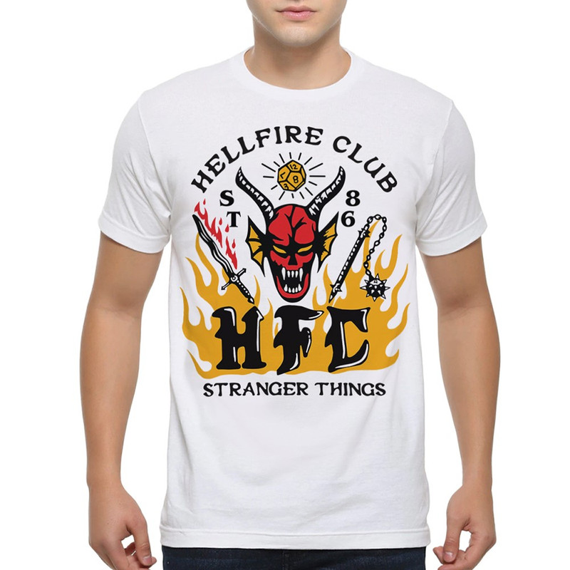 

Футболка мужская Dream Shirts Hellfire Club DnD Очень странные дела белая S, Hellfire Club DnD Очень странные дела