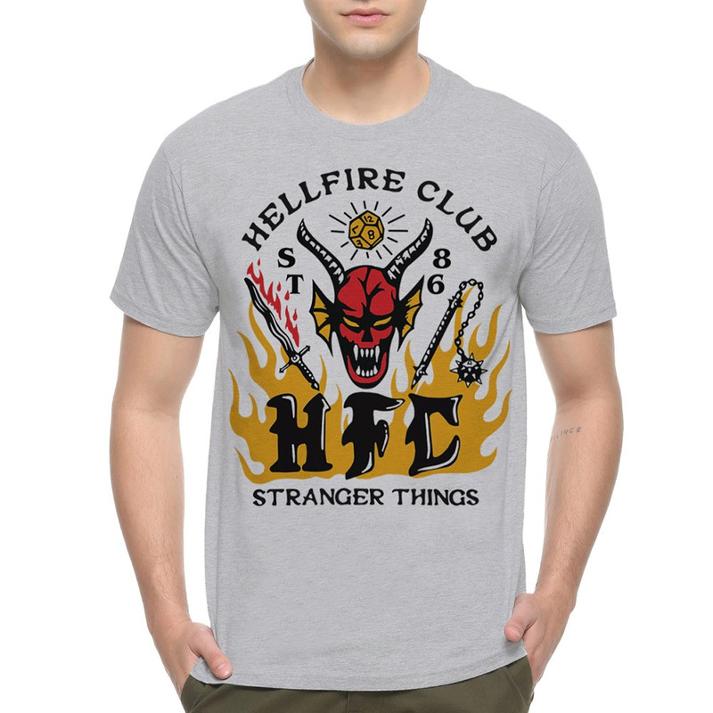 

Футболка мужская Dream Shirts Hellfire Club DnD Очень странные дела серая S, Hellfire Club DnD Очень странные дела