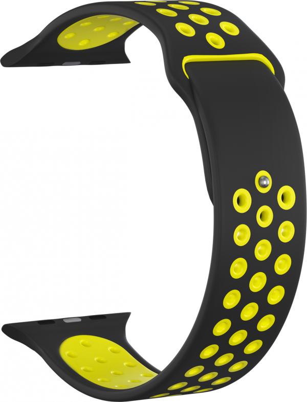 

Ремешок силиконовый GSMIN Sport Edition для Apple Watch Series 7 41mm (Черно-желтый)