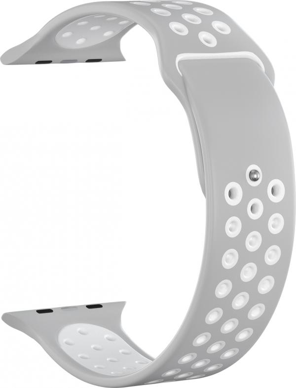 

Ремешок силиконовый GSMIN Sport Edition для Apple Watch Series 7 41mm (Серо-белый)