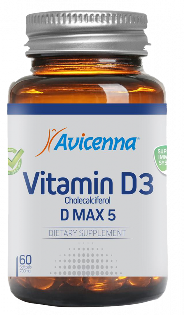Витамин D3 Avicenna MAX5 5000 МЕ капсулы 60 шт.