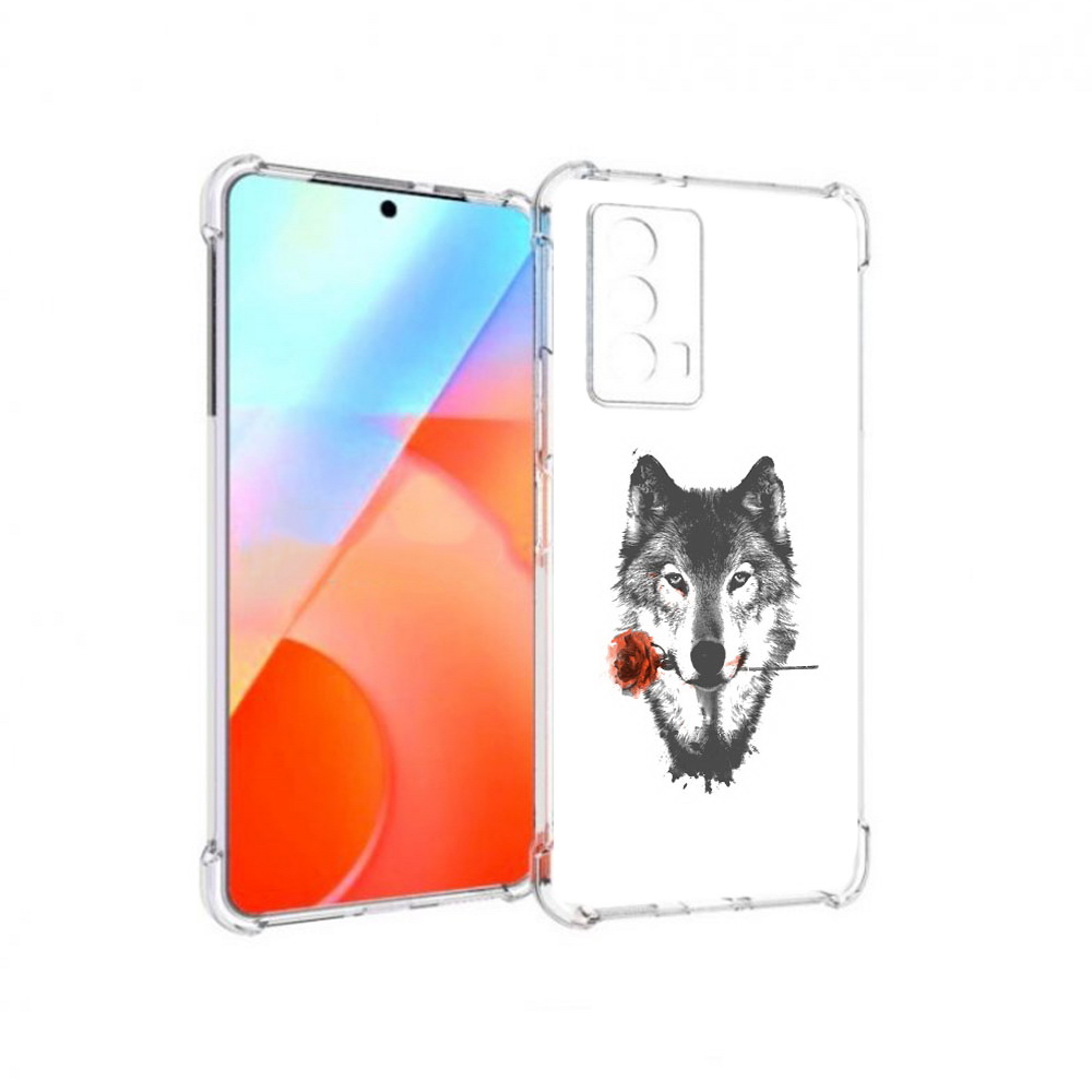 

Чехол MyPads Tocco для Vivo iQOO Z5 волк с розой (PT226980.401.270), Прозрачный, Tocco