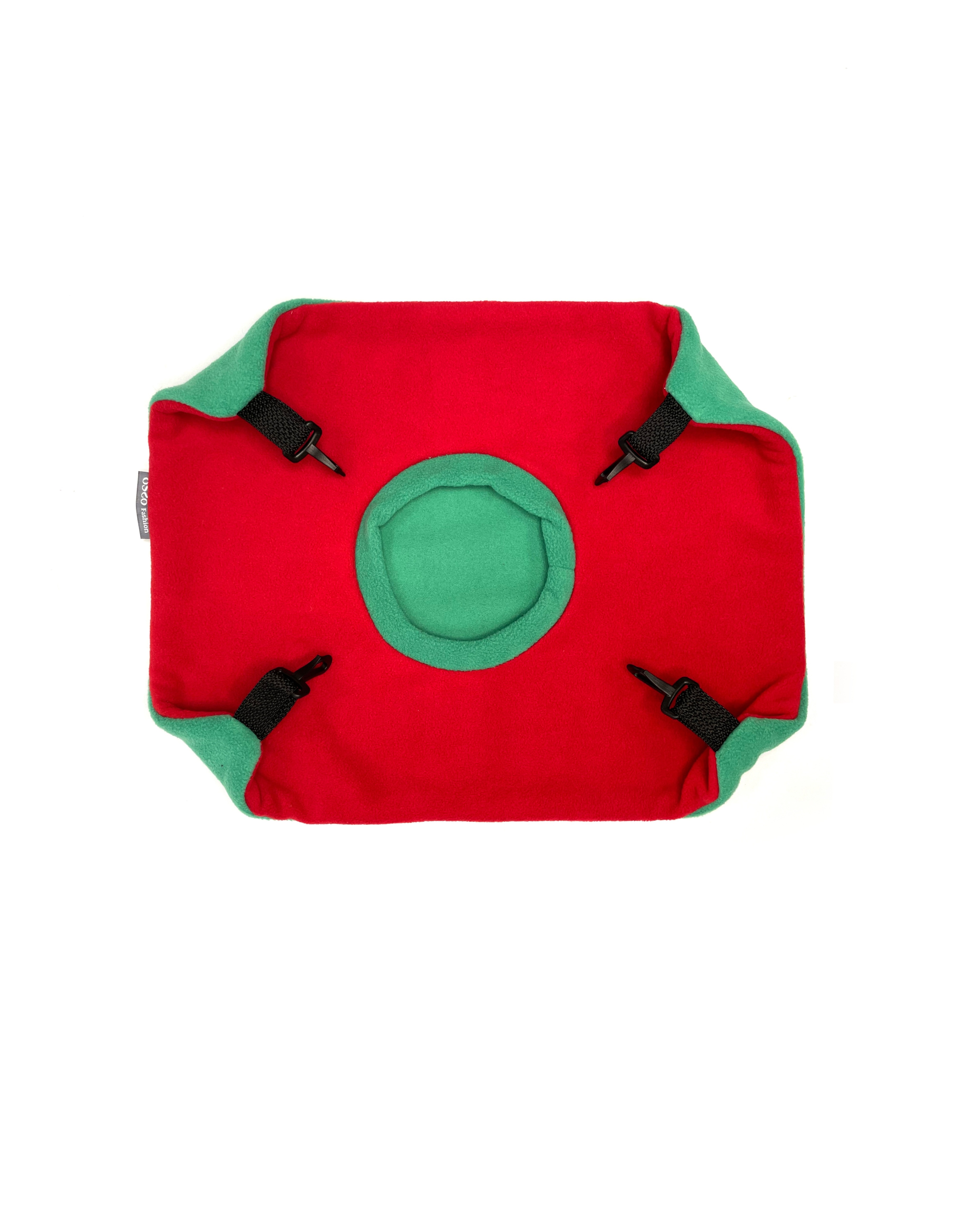 Гамак для грызунов OSSO Fashion флис с карманом, красный,зеленый, размер 33x43 см, d 14 см