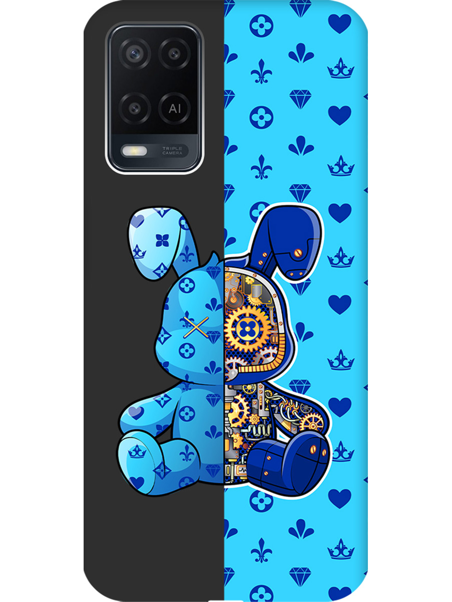 

Силиконовый чехол на Oppo A54 с принтом "Голубой Кролик с механизмом" матовый черный, 726147171