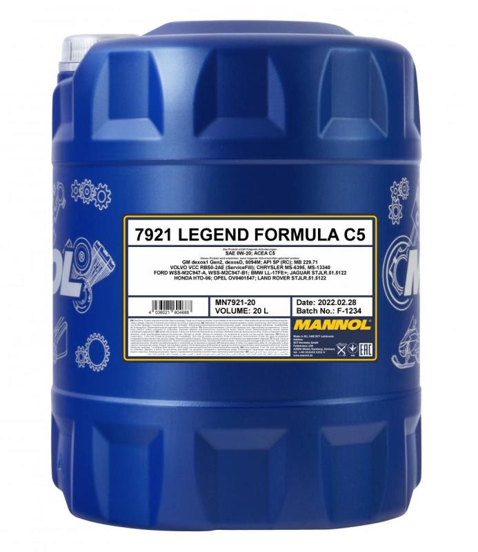 

7921 MANNOL LEGEND FORMULA C5 0W20 20 л. Синтетическое моторное масло 0W-20