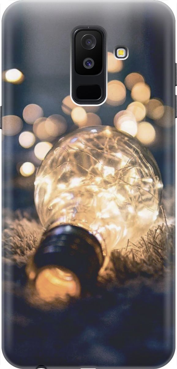 

Чехол на Samsung Galaxy A6+ (2018) "Гирлянда в лампочке", Желтый;серый, 4640