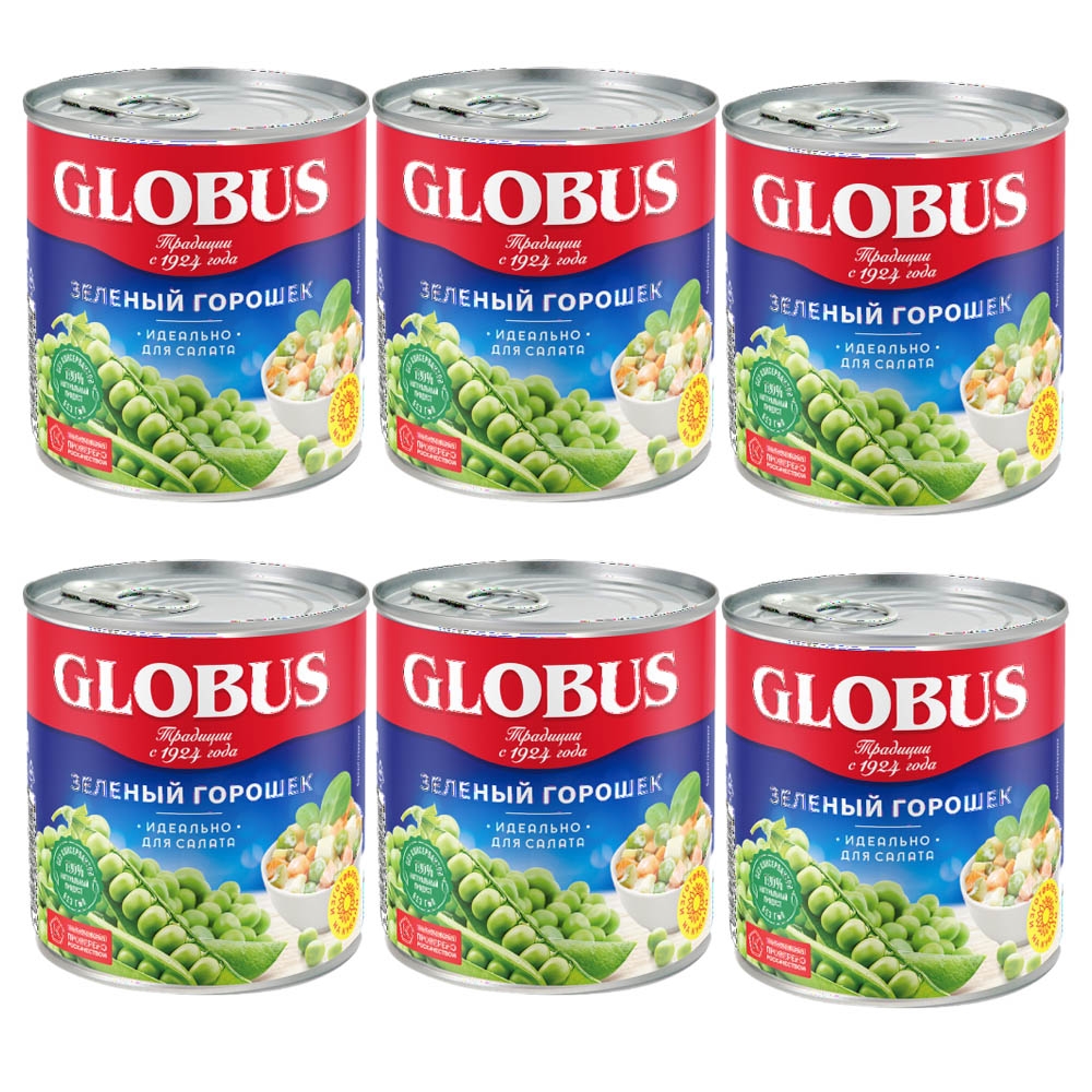 Зелёный горошек Globus, 400 г х 6 шт