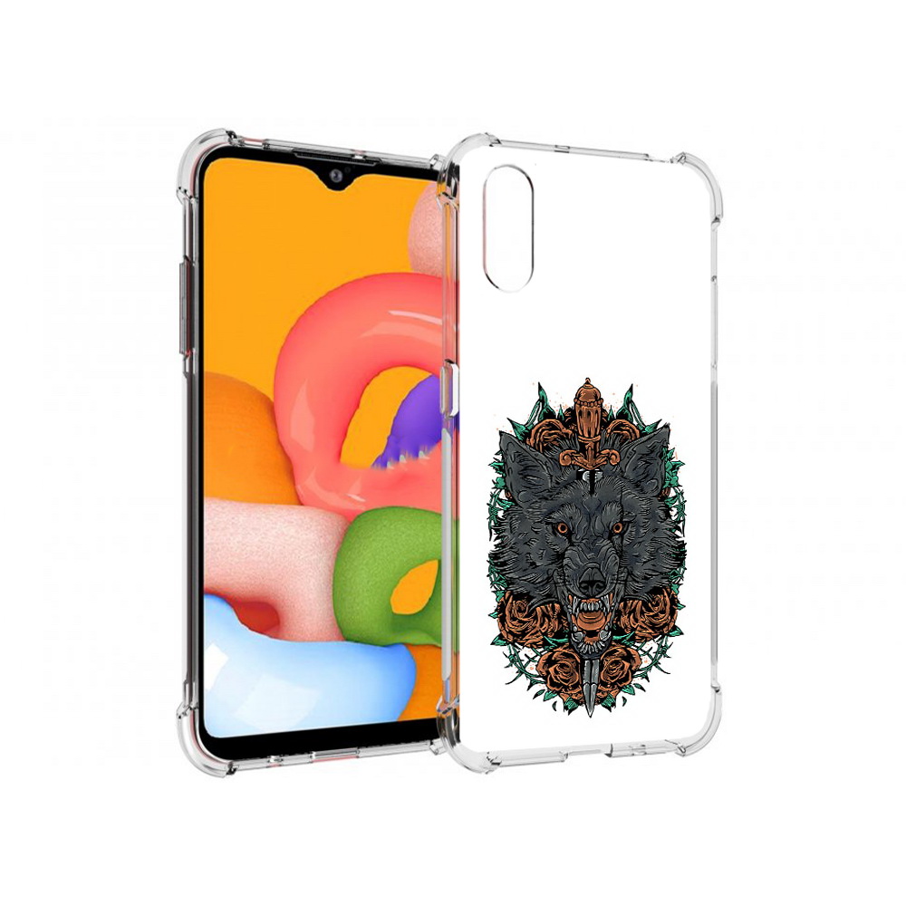 

Чехол MyPads Tocco для Samsung Galaxy A01 красивый злой волк (PT144711.509.409), Прозрачный, Tocco