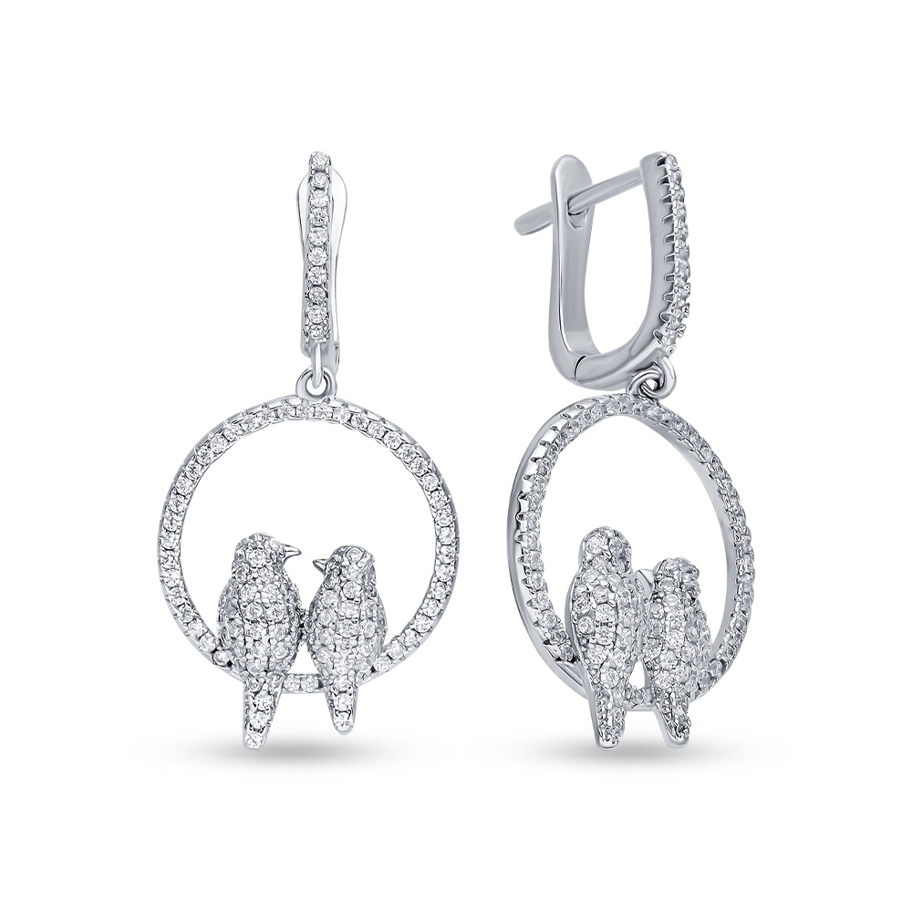 

Серьги подвески из серебра 585Gold 702007569, фианит, 702007569