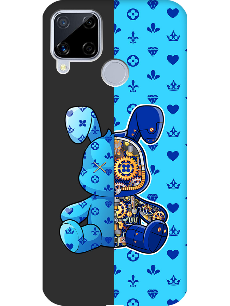 

Силиконовый чехол на Realme C15/C25 с принтом матовый черный 812441, Черный;голубой;синий, 726149871