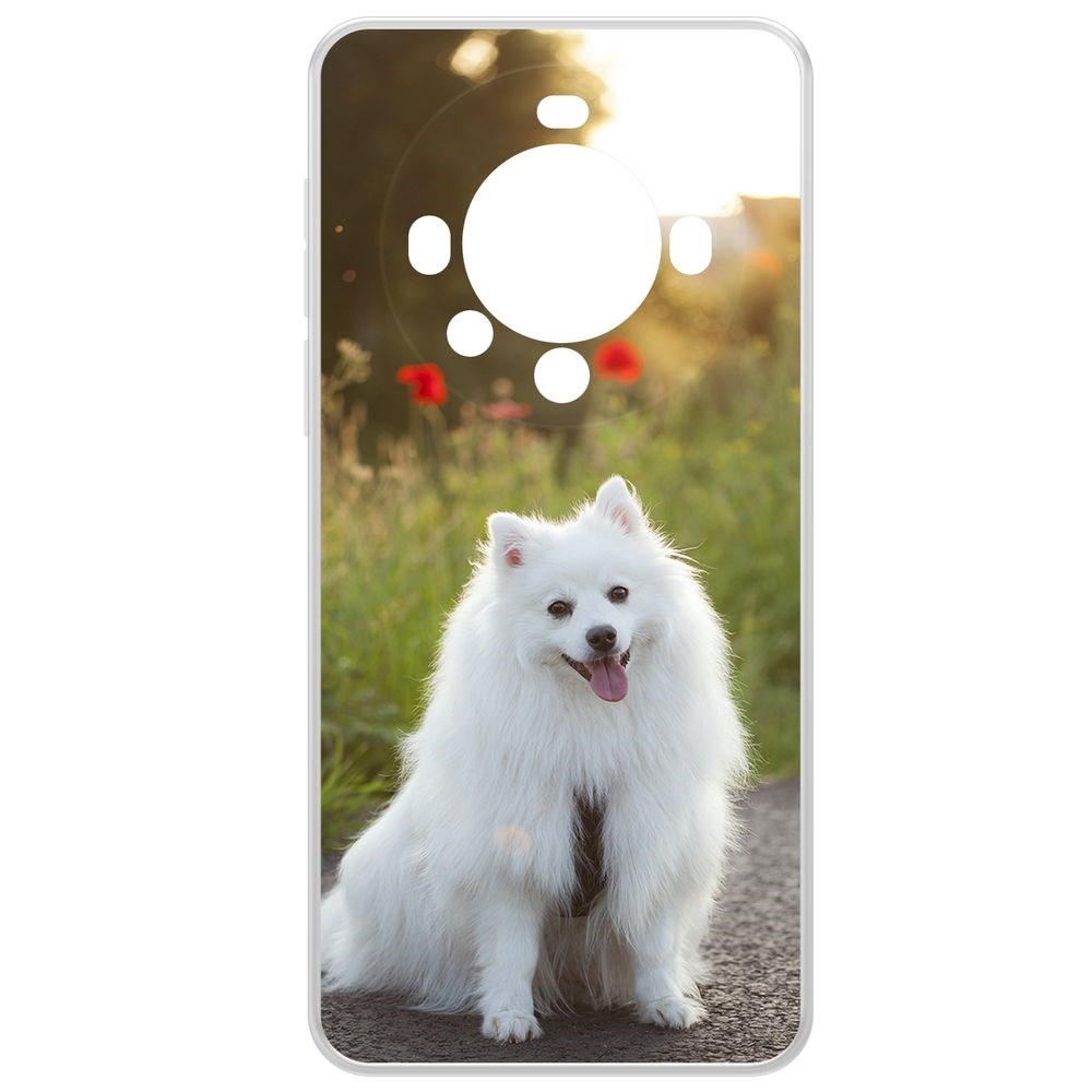 

Чехол-накладка Krutoff Clear Case Белый шпиц для Huawei Mate 60 Pro, Прозрачный