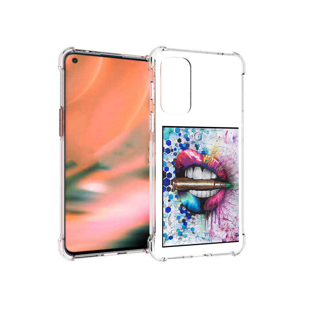 

Чехол MyPads Tocco для OnePlus Nord 2 5G разноцветные губы с пулей (PT161451.125.571), Прозрачный, Tocco