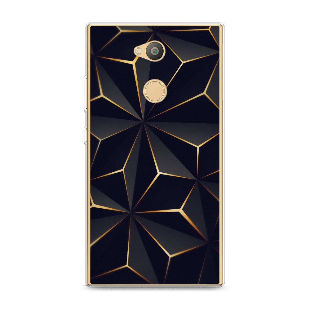 

Чехол для Sony Xperia L2 "Черные полигоны", Золотистый;черный, 53450-3