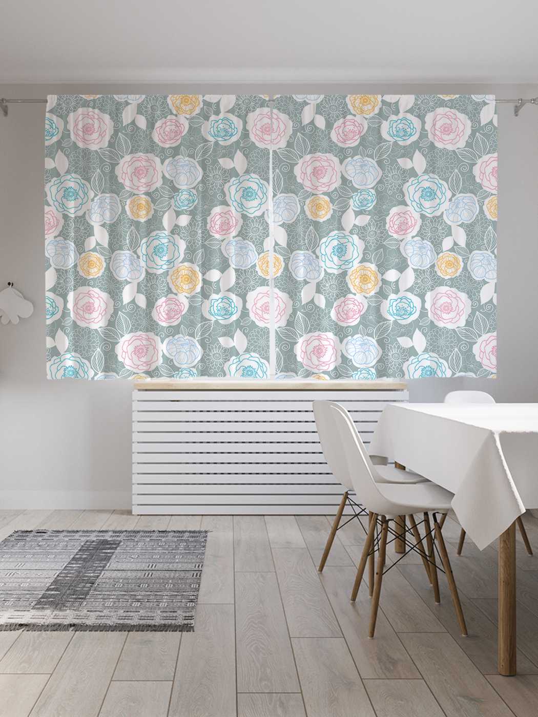 

Классические шторы JoyArty "Контурные розы", серия Oxford DeLux, 2 полотна 145x180 см, Контурные розы