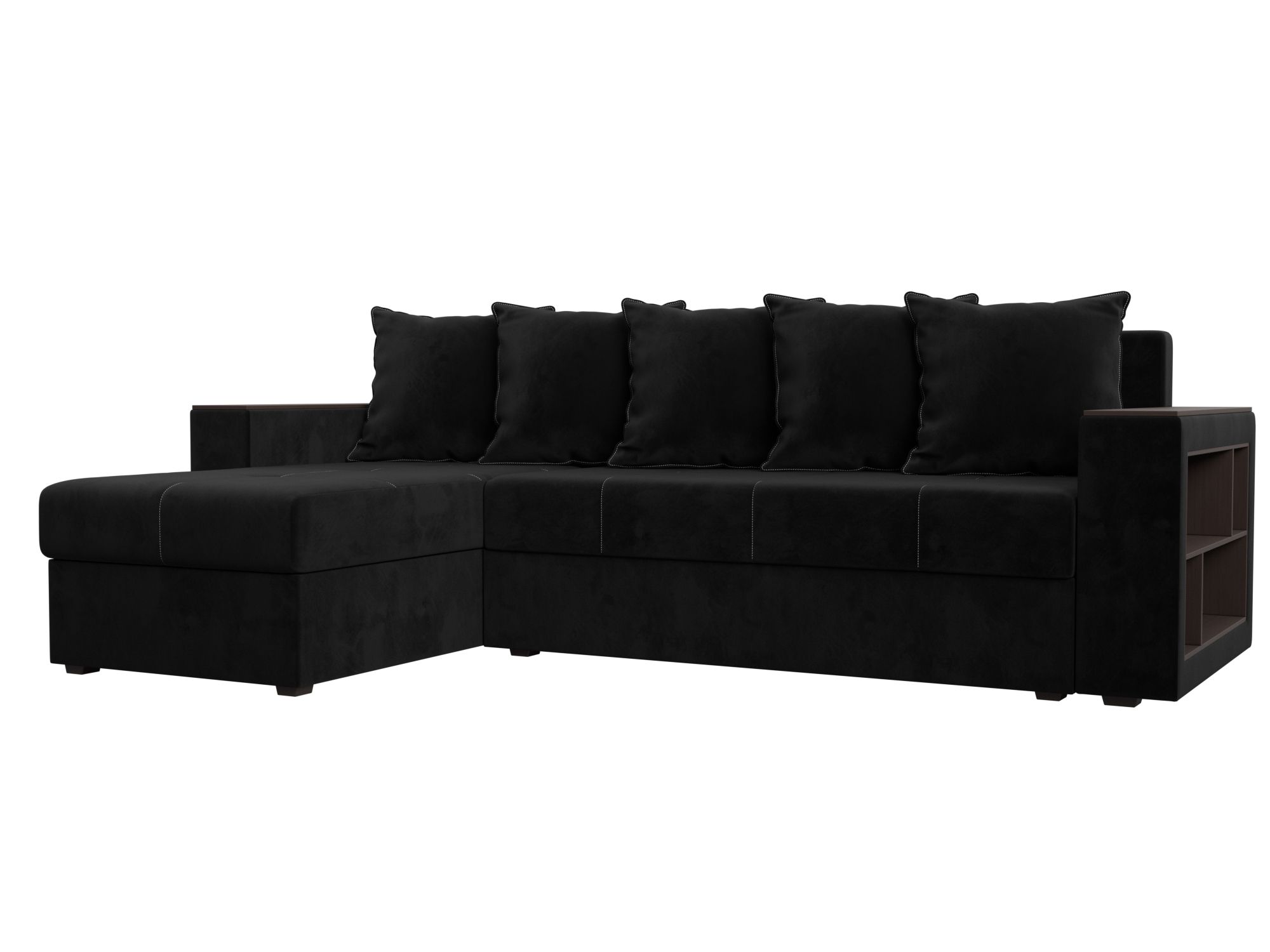 

Угловой диван Дубай Лайт левый велюр черный, Угловой диван Дубай Лайт левый угол