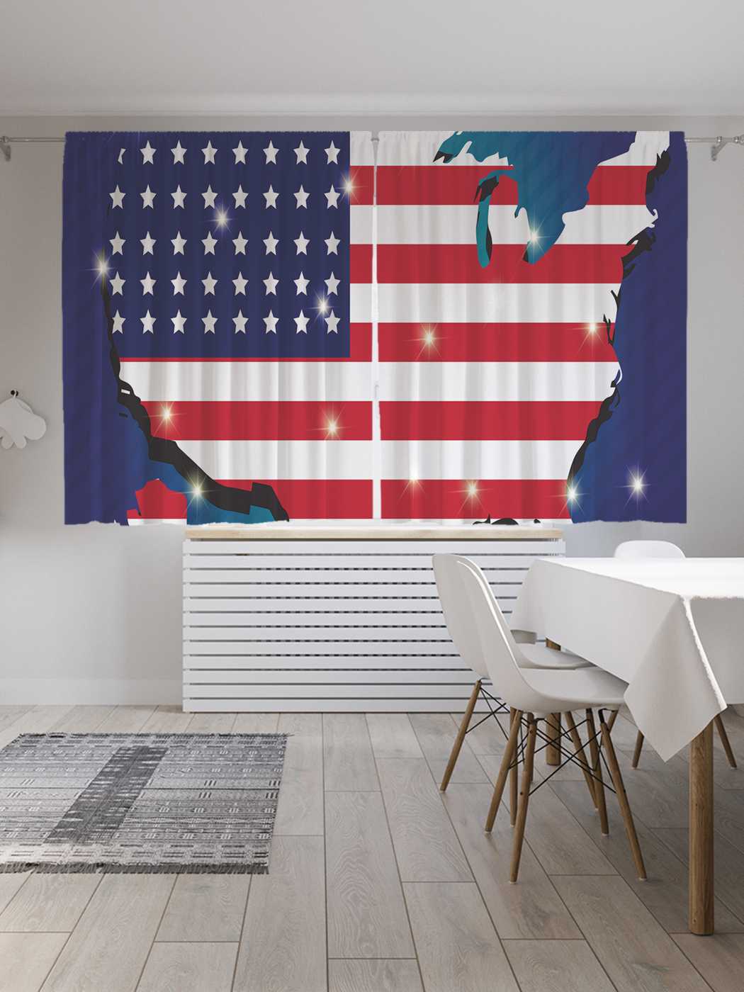 

Классические шторы JoyArty "Звездная карта США", серия Oxford DeLux, 2 полотна 145x180 см, Звездная карта США