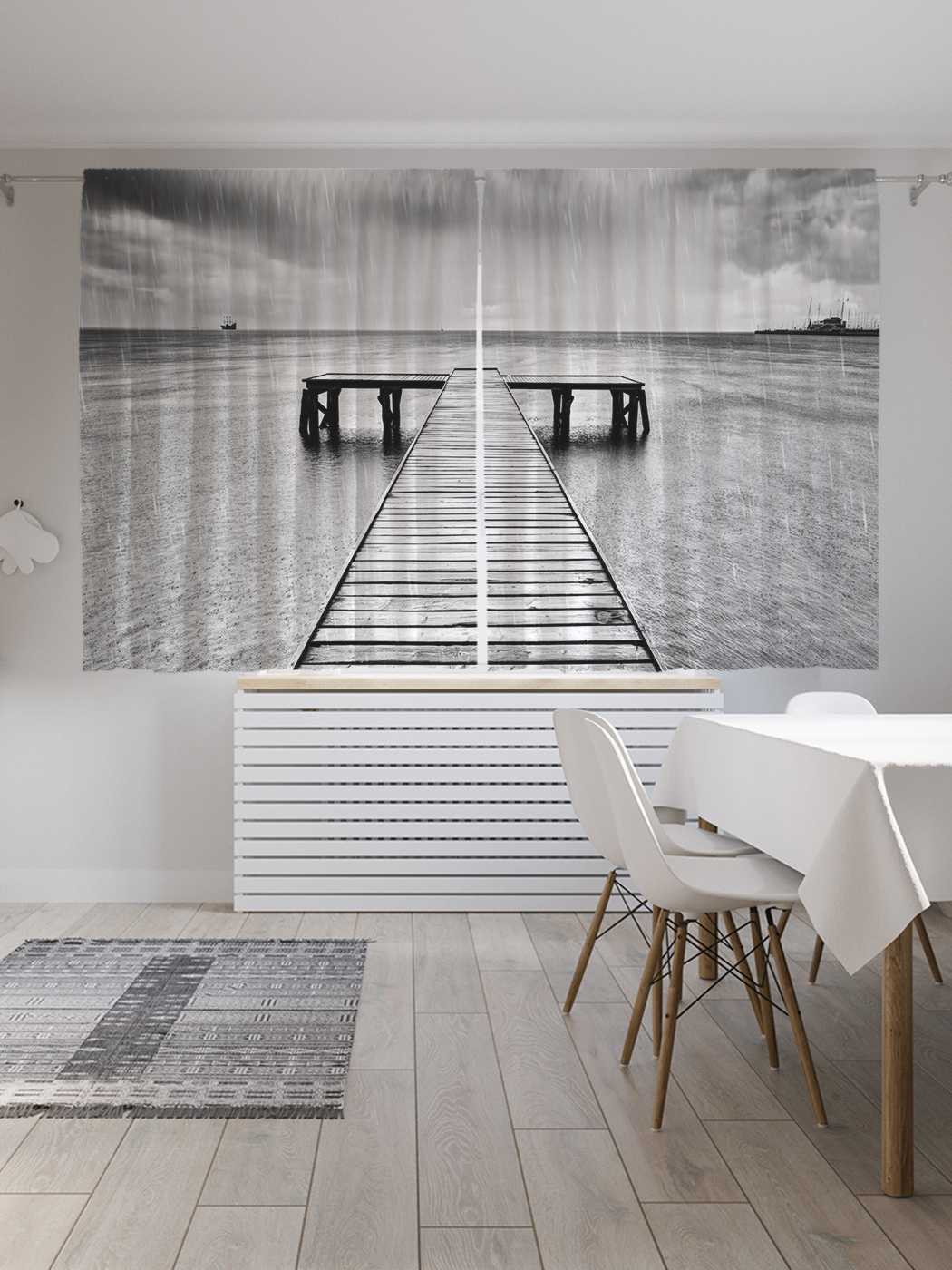 

Классические шторы JoyArty "Причал в ночном море", Oxford DeLux, 2 полотна 145x180 см, Причал в ночном море