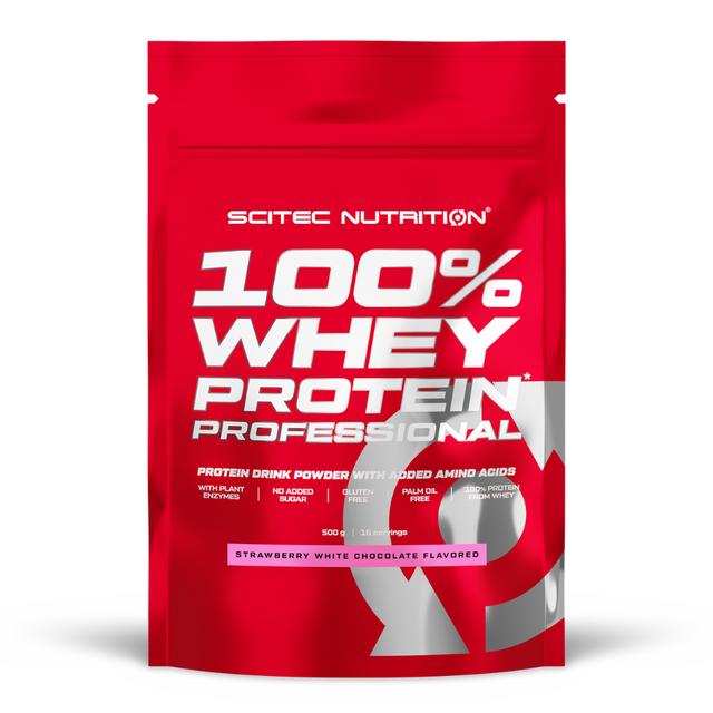 фото Scitec nutrition 100% whey protein professional 500 г, клубника-белый шоколад