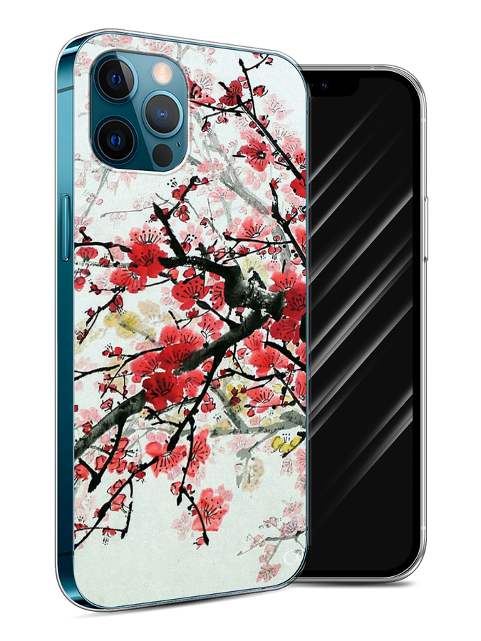 

Чехол Awog на Apple iPhone 12 / Айфон 12 "Сакура", Розовый;черный, 12550-4