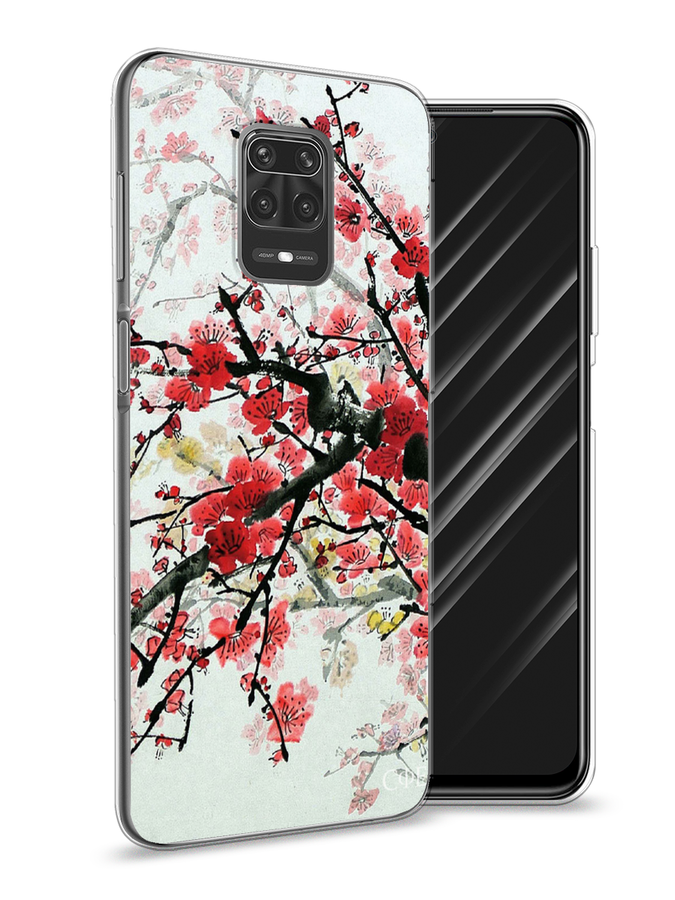 

Чехол Awog на Xiaomi Redmi Note 9S "Сакура", Розовый;черный, 37950-4