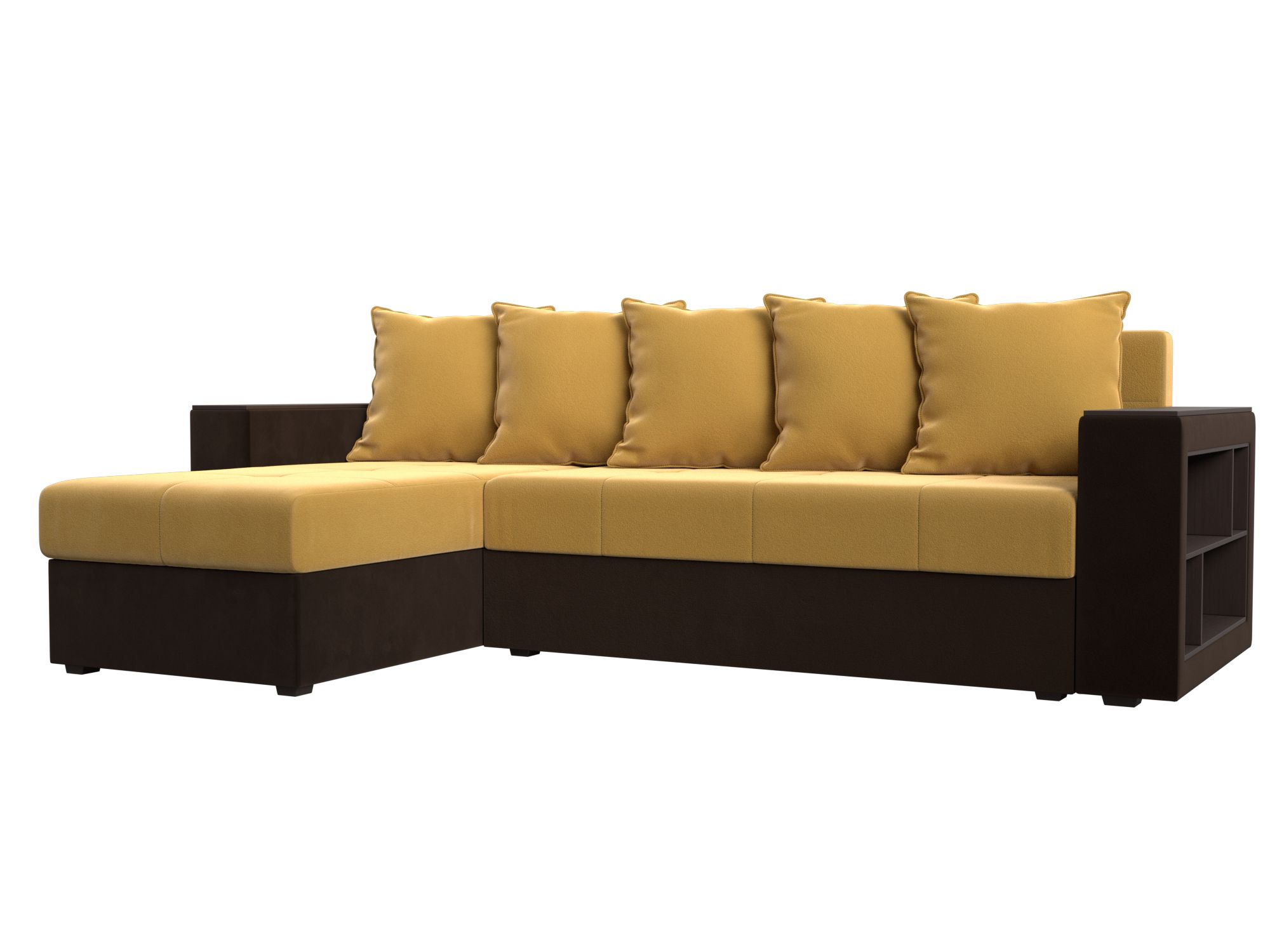 

Угловой диван Дубай Лайт левый микровельвет желтый/коричневый, Угловой диван Дубай Лайт левый угол