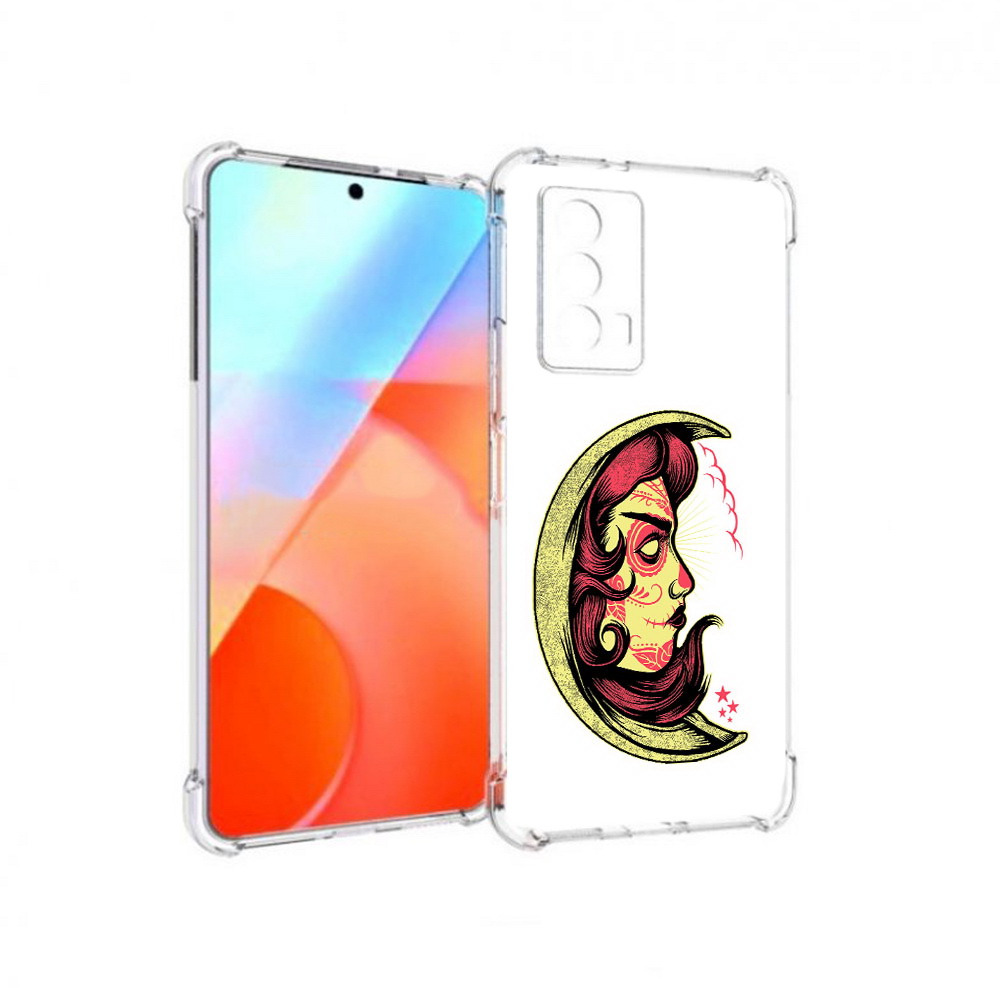 

Чехол MyPads Tocco для Vivo iQOO Z5 желтый полумесяц с лицом девушки (PT226980.401.346), Прозрачный, Tocco