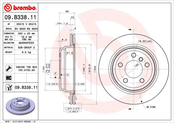 

Тормозной диск brembo комплект 1 шт. 09B33811