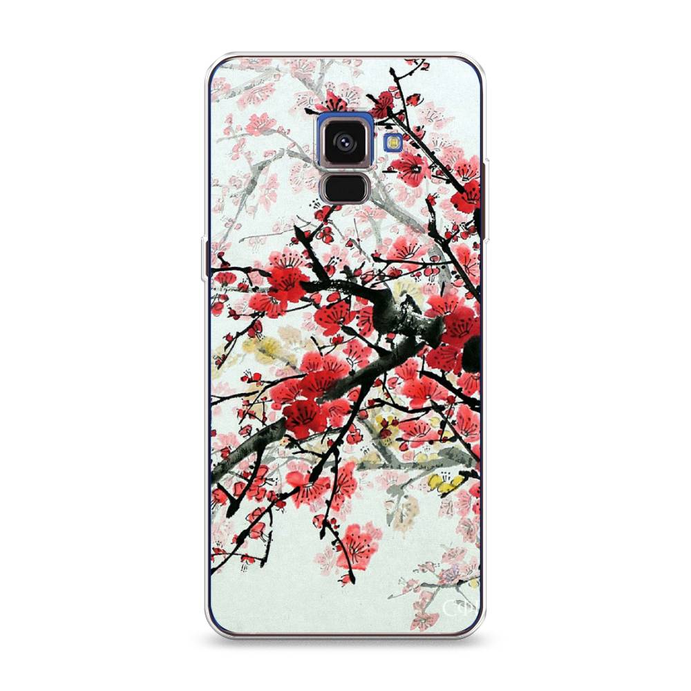

Чехол Awog на Samsung Galaxy A8 2018 "Сакура", Розовый;черный, 25450-4