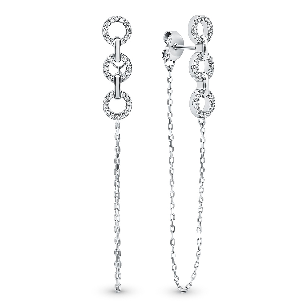 

Серьги джекеты из серебра 585Gold 702007499, фианит, 702007499