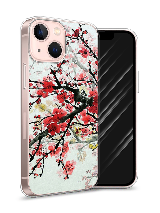 

Чехол Awog на Apple iPhone 13 mini / Айфон 13 mini "Сакура", Розовый;черный, 14150-4