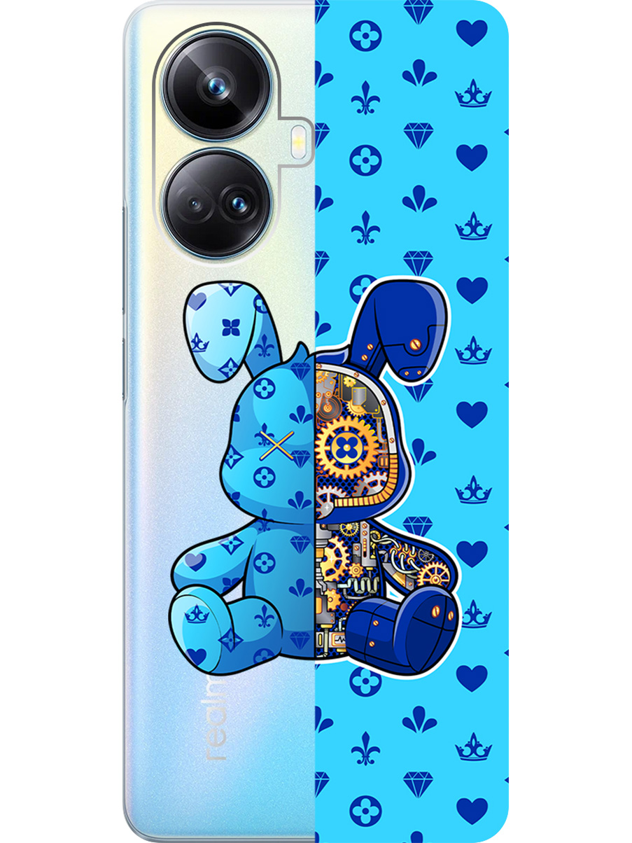 

Силиконовый чехол на Realme 10 Pro+ с принтом "Голубой Кролик с механизмом", Прозрачный;голубой;синий, 768741971