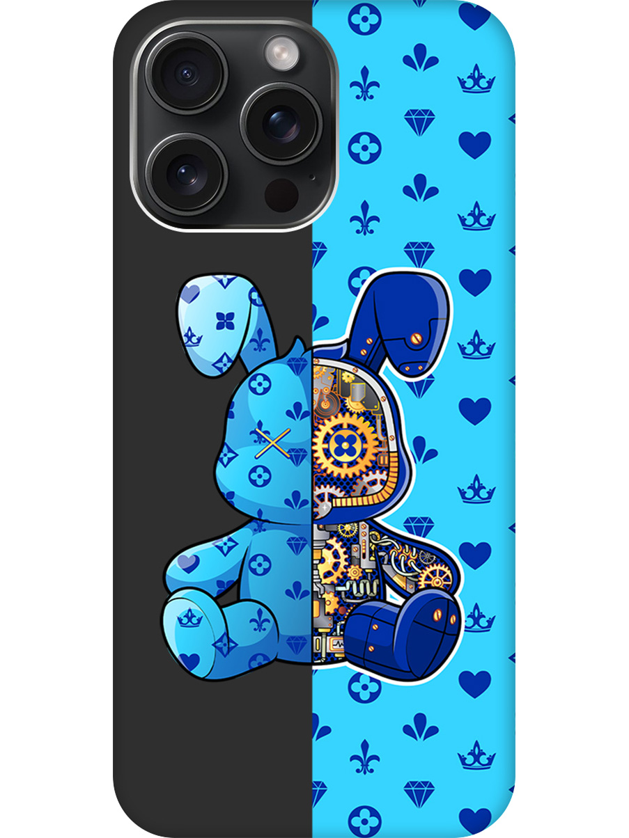 

Силиконовый чехол на Apple iPhone 15 Pro Max с принтом матовый черный 812509, Черный;голубой;синий, 775148171