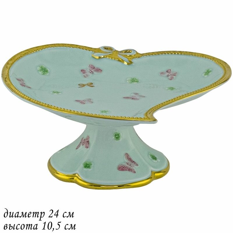 

Конфетница на ножке фарфор Lenardi Бабочки 24см 144-480, Голубой