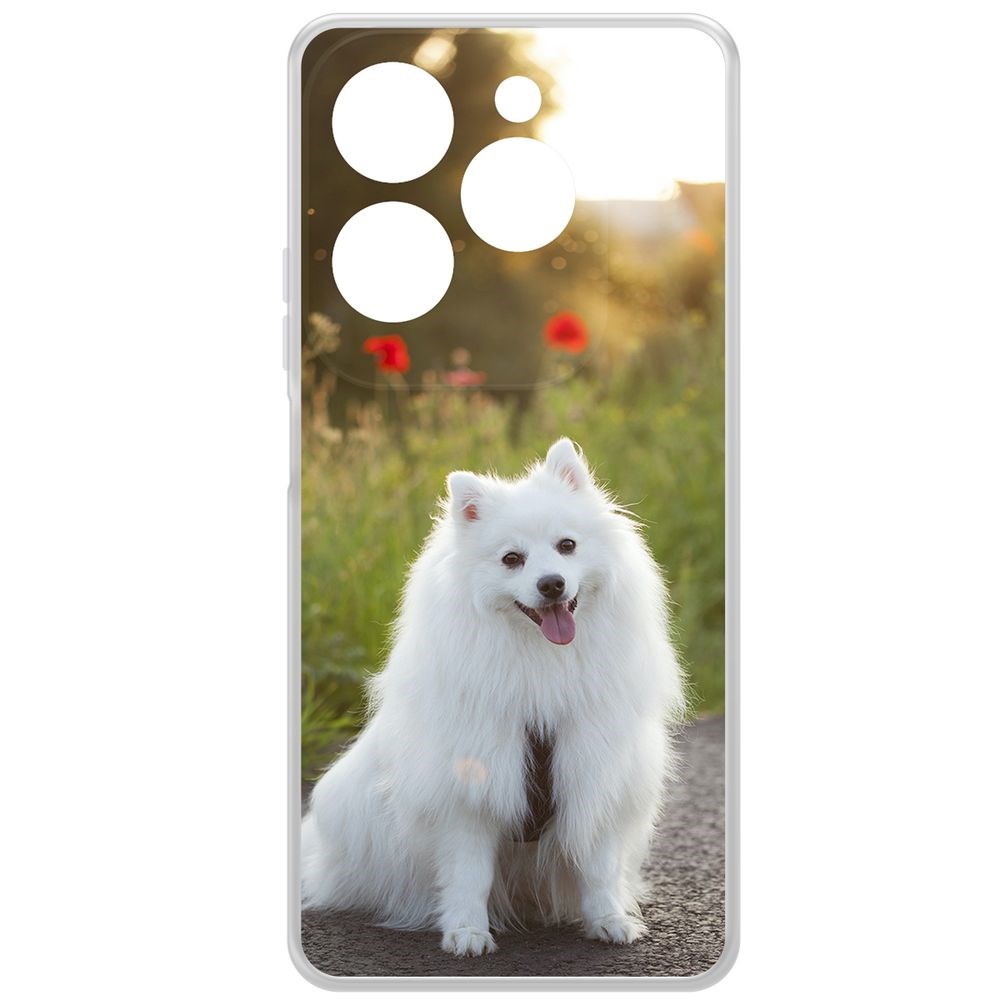 

Чехол-накладка Krutoff Clear Case Белый шпиц для Infinix Hot 40 Pro, Прозрачный