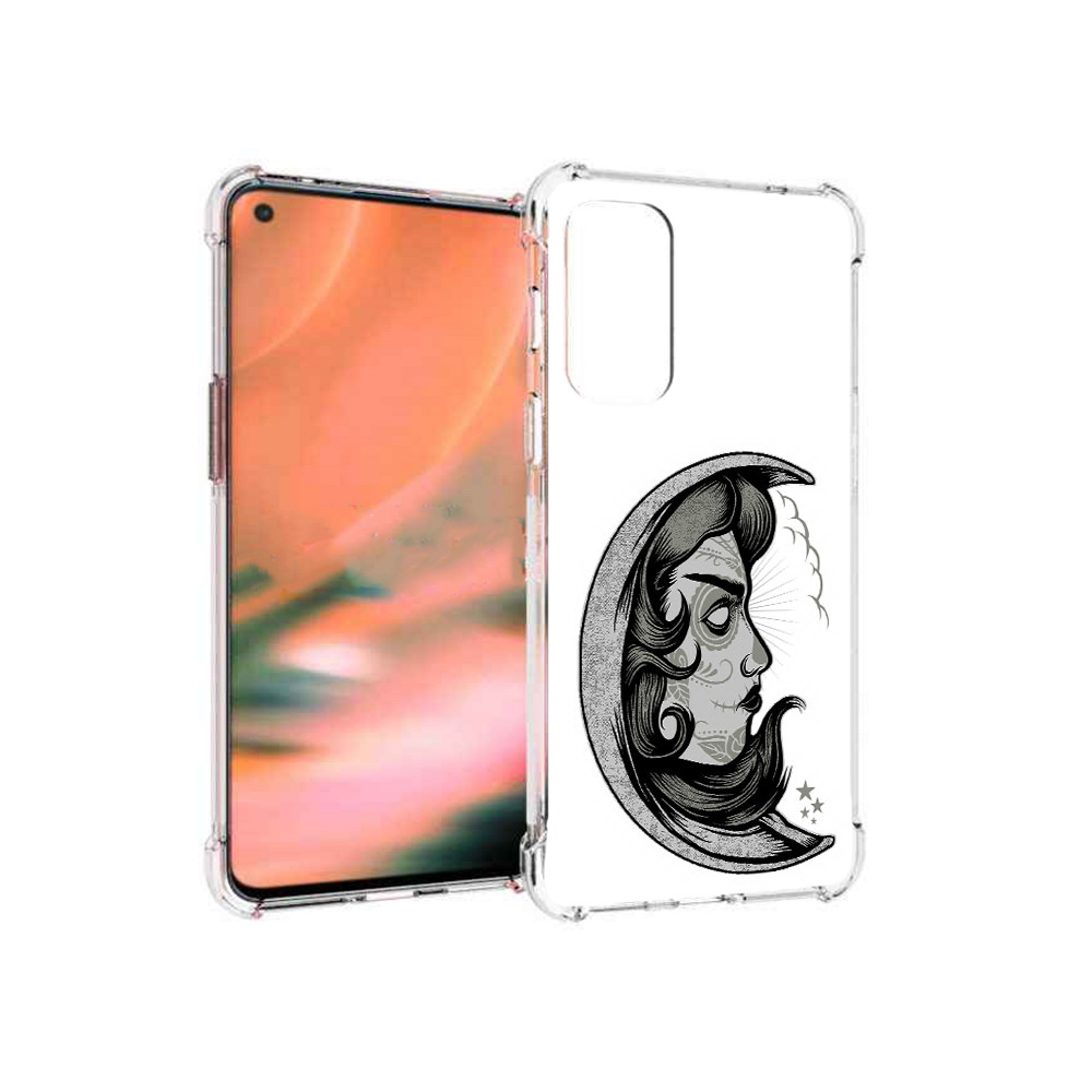 

Чехол MyPads Tocco для OnePlus Nord 2 5G черно белая луна с лицом (PT161451.125.680), Прозрачный, Tocco