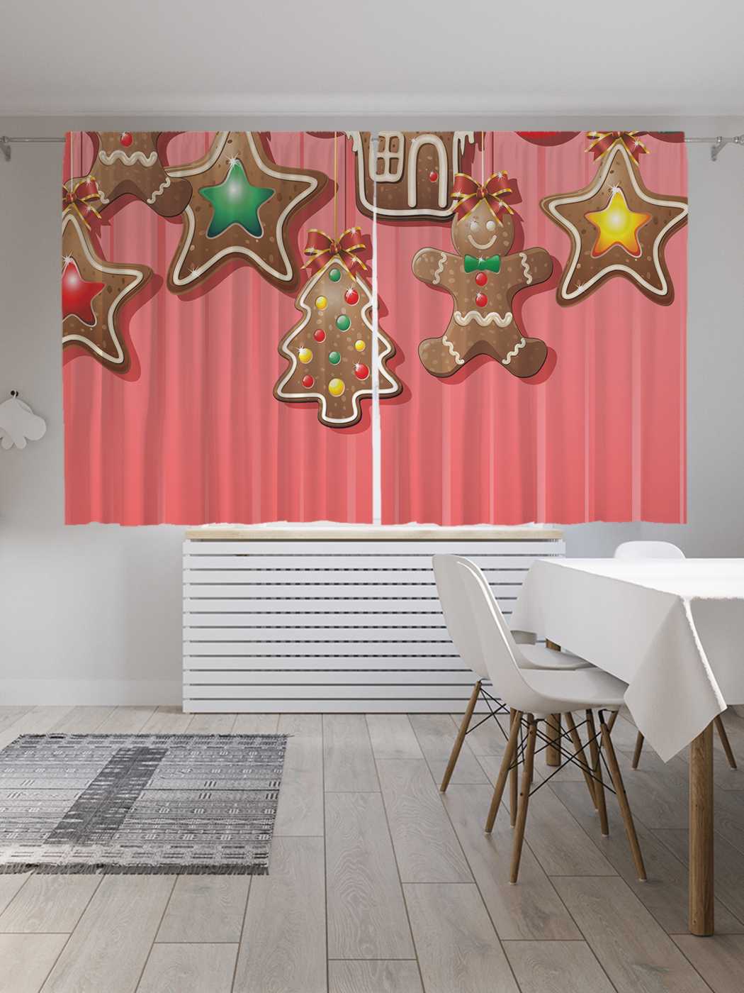 фото Классические шторы joyarty "подвесные сладости", серия oxford delux, 2 полотна 145x180 см