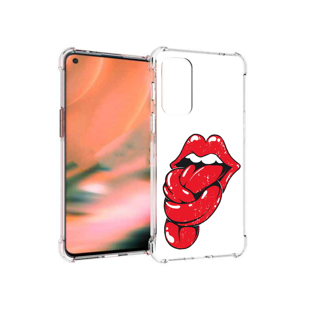 

Чехол MyPads Tocco для OnePlus Nord 2 5G яркие губы с языком (PT161451.125.705), Прозрачный, Tocco