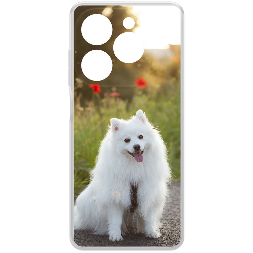 

Чехол-накладка Krutoff Clear Case Белый шпиц для Tecno Spark 20 Pro, Прозрачный
