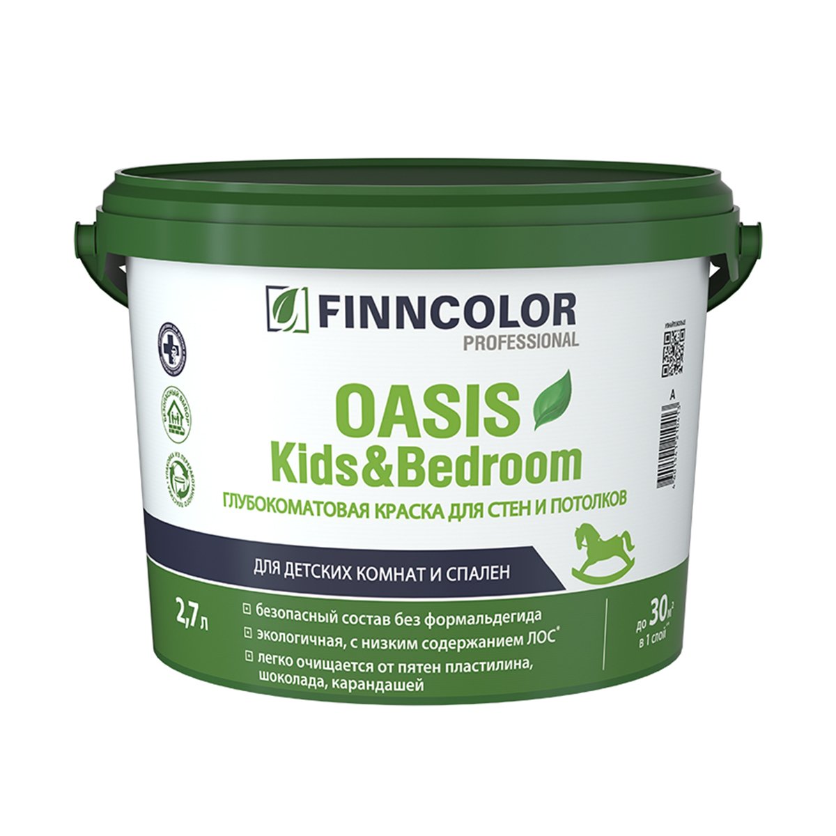 

Краска для стен и потолков Oasis Kids&Bedroom FINNCOLOR база А белая 2,7 л