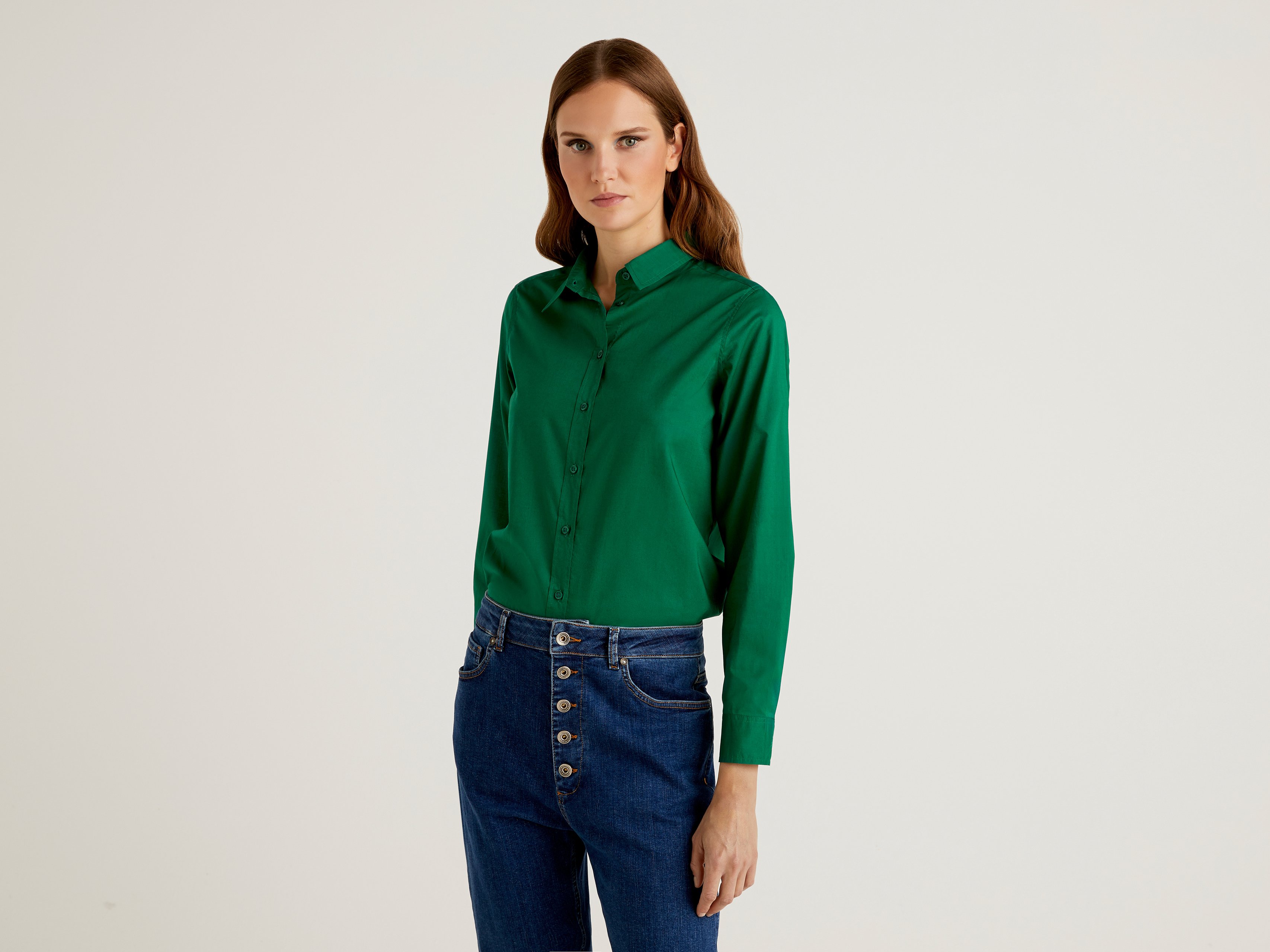 

Рубашка женская United Colors of Benetton 21A_5CQY5QC13 зеленая XS, 21A_5CQY5QC13