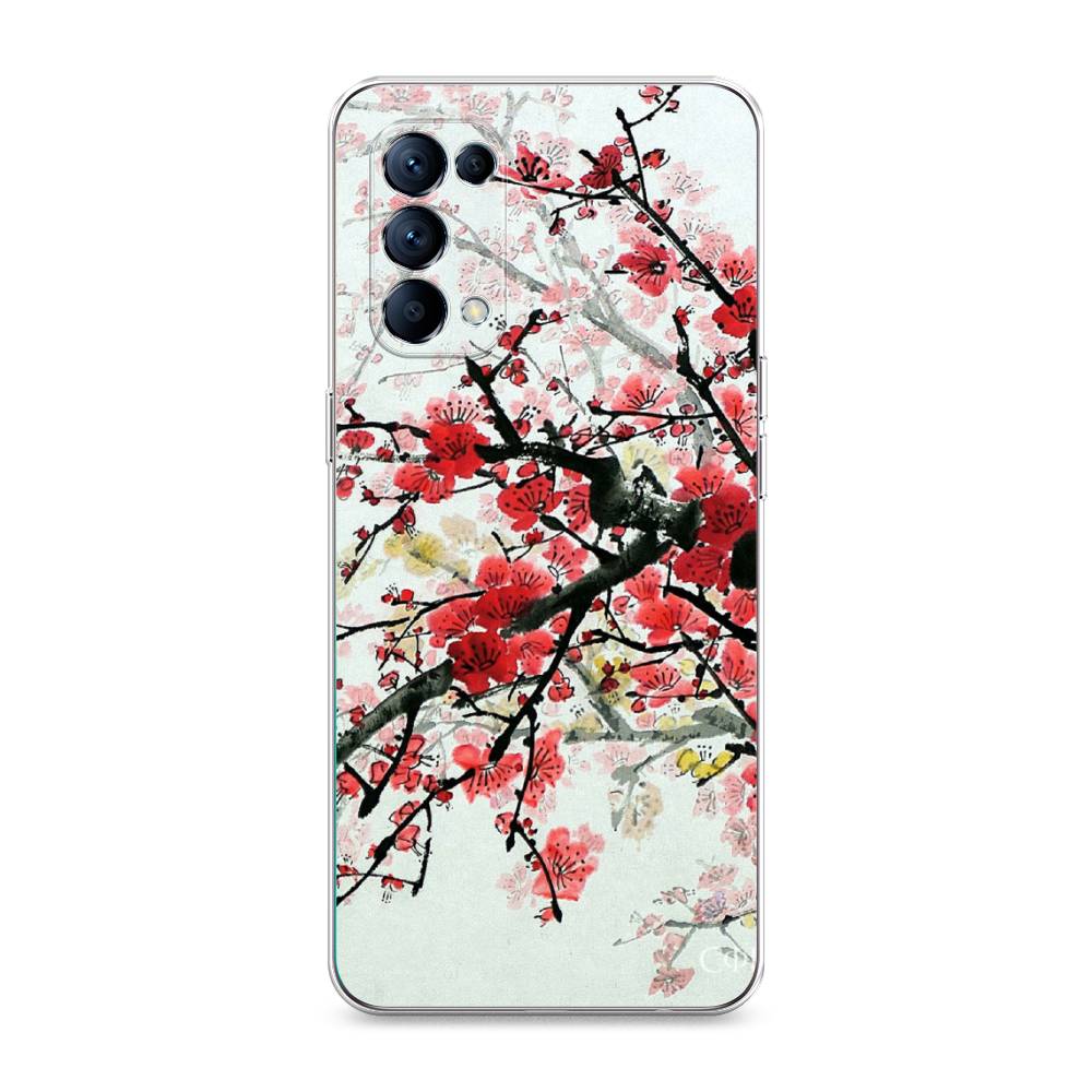 

Чехол Awog на Oppo Reno 5 "Сакура", Розовый;черный, 255250-4