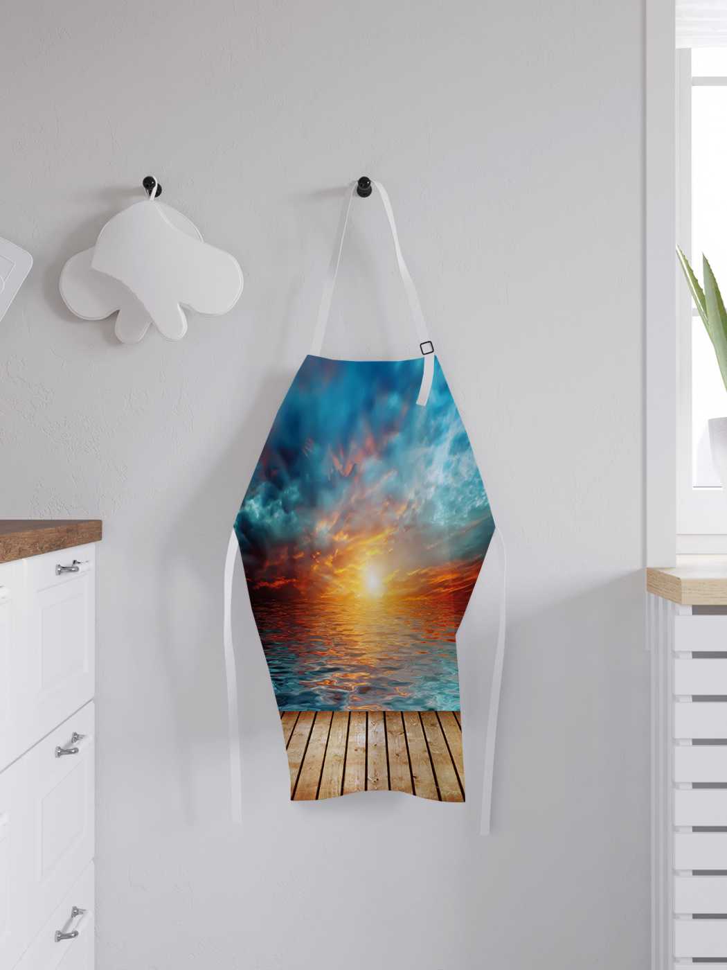 

Фартук женский JoyArty для готовки "Закат на древесном мостике", универсальный размер, Голубой