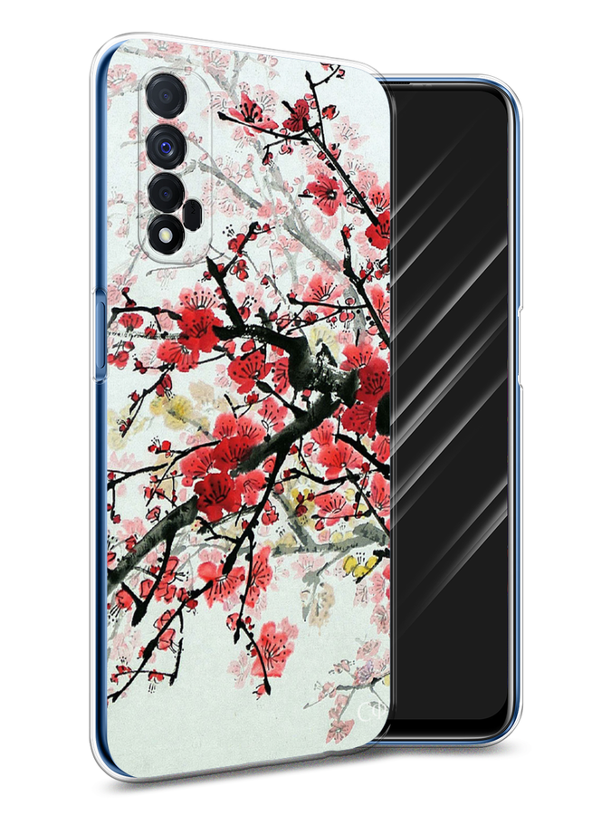 

Чехол Awog на Realme 7 "Сакура", Розовый;черный, 254150-4