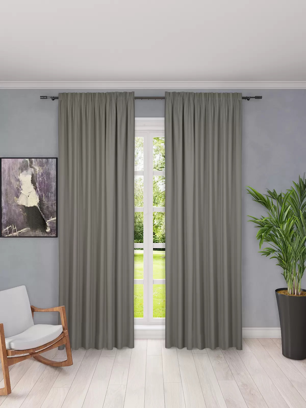 

Комплект штор из плотной фактурной ткани Dimout - 2 полотна Высота 280 см. Ширина 170 см.