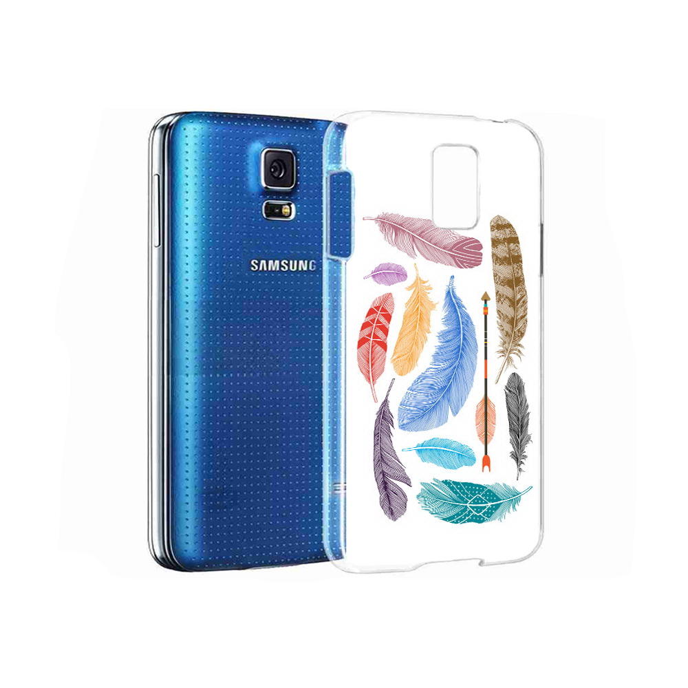 

Чехол MyPads Tocco для Samsung Galaxy S5 разноцветные перья (PT12196.512.572), Прозрачный, Tocco