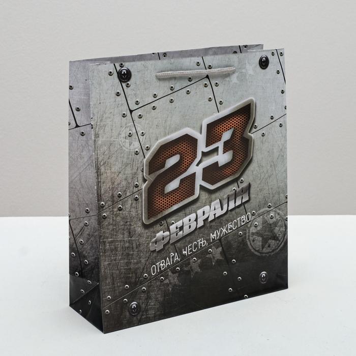 

Пакет ламинированный вертикальный «Отвага Честь Мужество», M 26 х 30 х 9 см, Черный, Подарочная упаковка 23 февраля