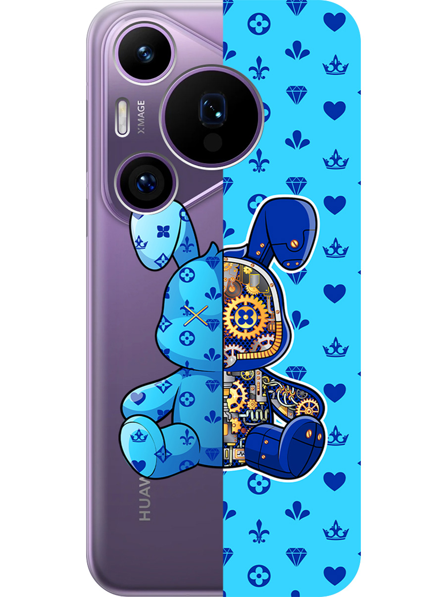 

Силиконовый чехол на Huawei Pura 70 Pro/70 Pro+ с принтом "Голубой Кролик с механизмом", Прозрачный;голубой;синий, 782625271
