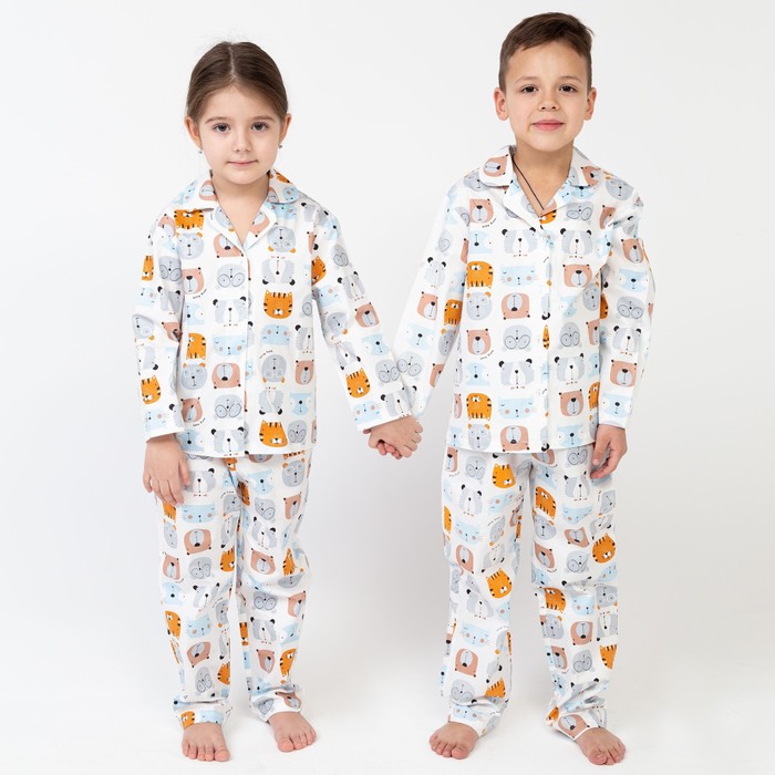 

Пижама детская (рубашка, брюки) KAFTAN Зверята р. 98-104, белый, Зверята